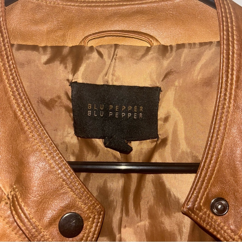 Brown Faux Leather Jacket - Picture 6 of 6